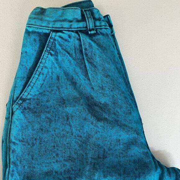 90s Vintage Sundance Turquoise Acid Wash Heavy Denim Mom Jeans Size 5/6 USA - Picture 11 of 11